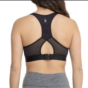 Spyder Black Mesh Moulded High Impact Racerback Sports Bra Size Large